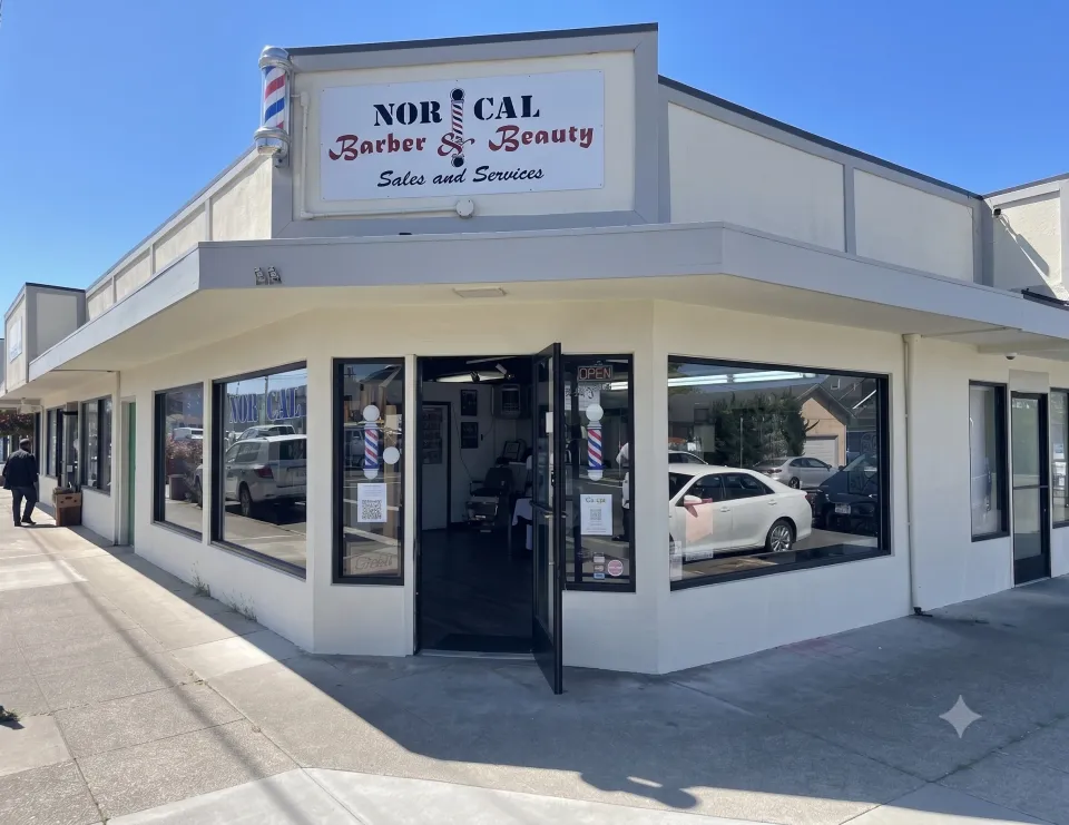 Norcal Barbershop exterior at 2902 E St in Eureka, CA — walk-ins welcome, open 7 days a week